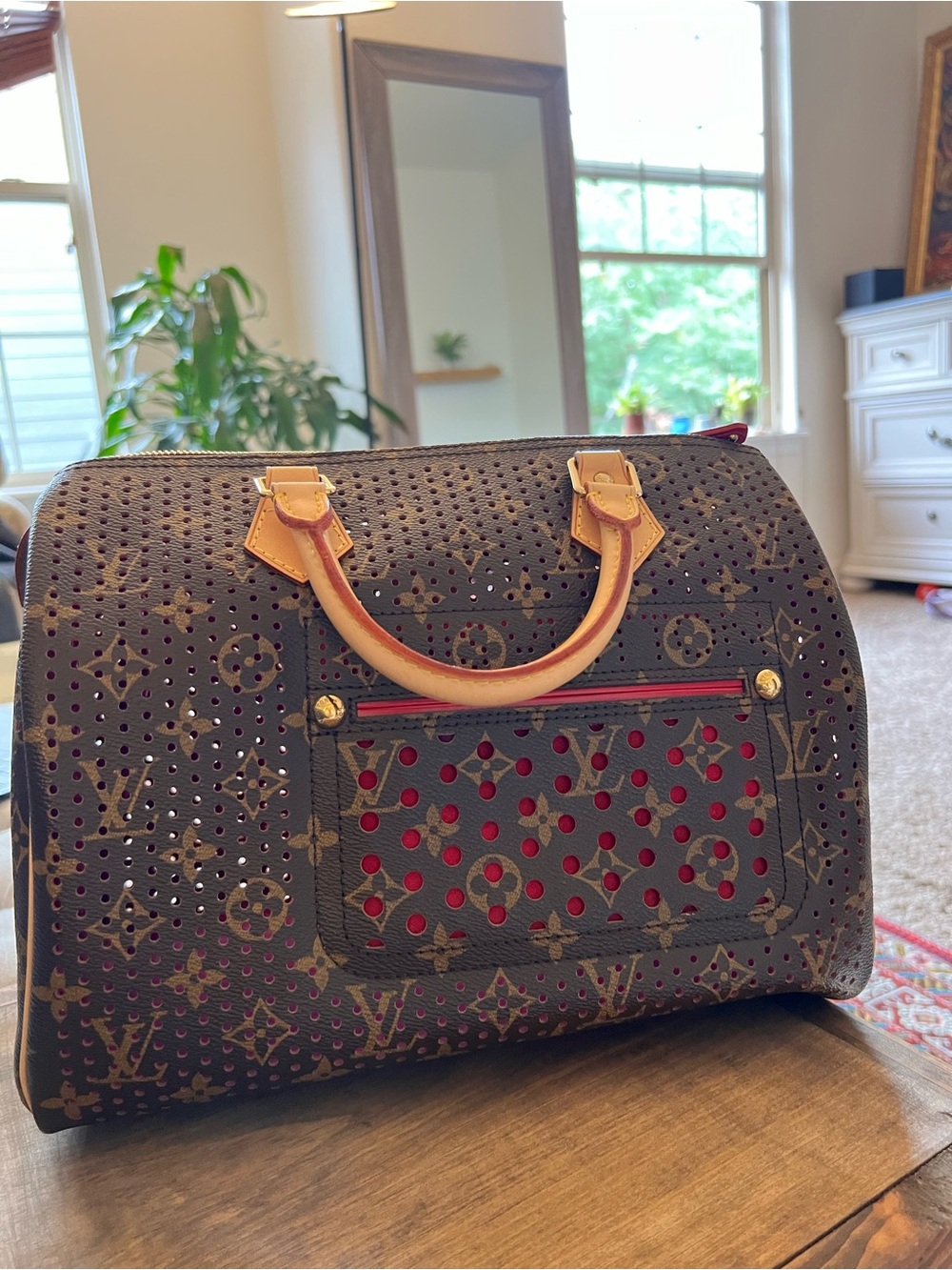 Louis Vuitton Limited Edition Monogram Perforated Speedy 30 in Fuchsi